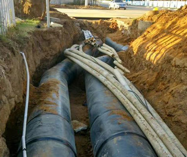 地埋保溫管電熱熔套施工現(xiàn)場(chǎng)